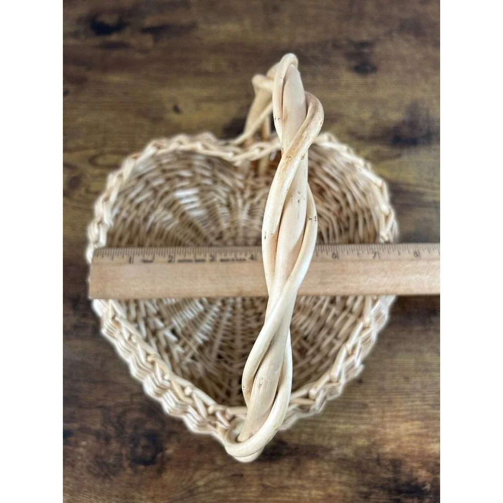 Vintage Wicker Gathering Basket Twisted Handle Rustic Farmhouse Decor Cottage